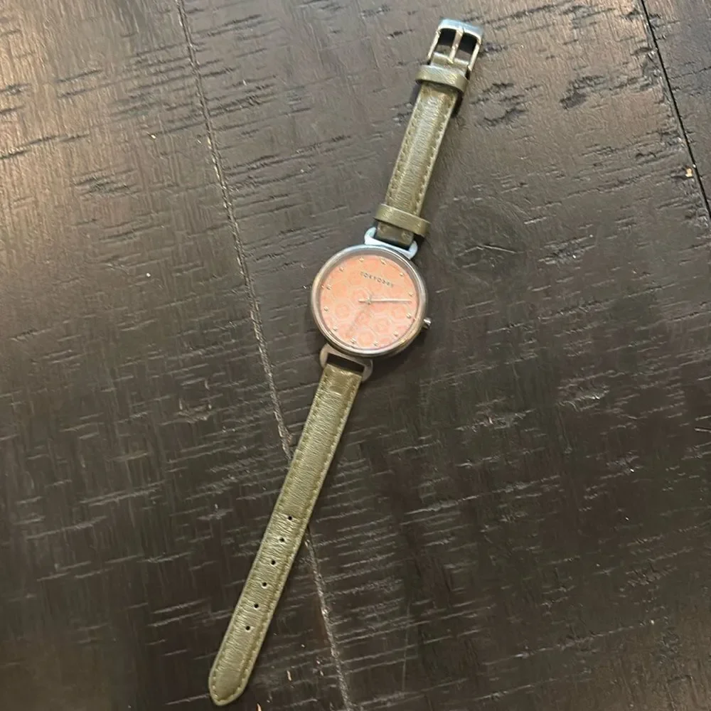 Tokyo Bay Mitsu Martini Green Silver Tone Leather Watch